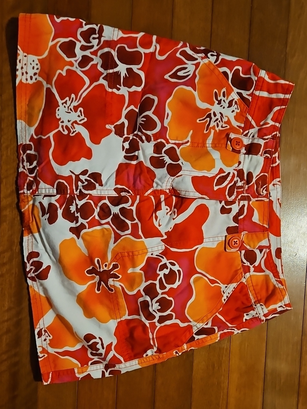 5FOR$30 New York & Company Orange and Red Floral Mini Skort